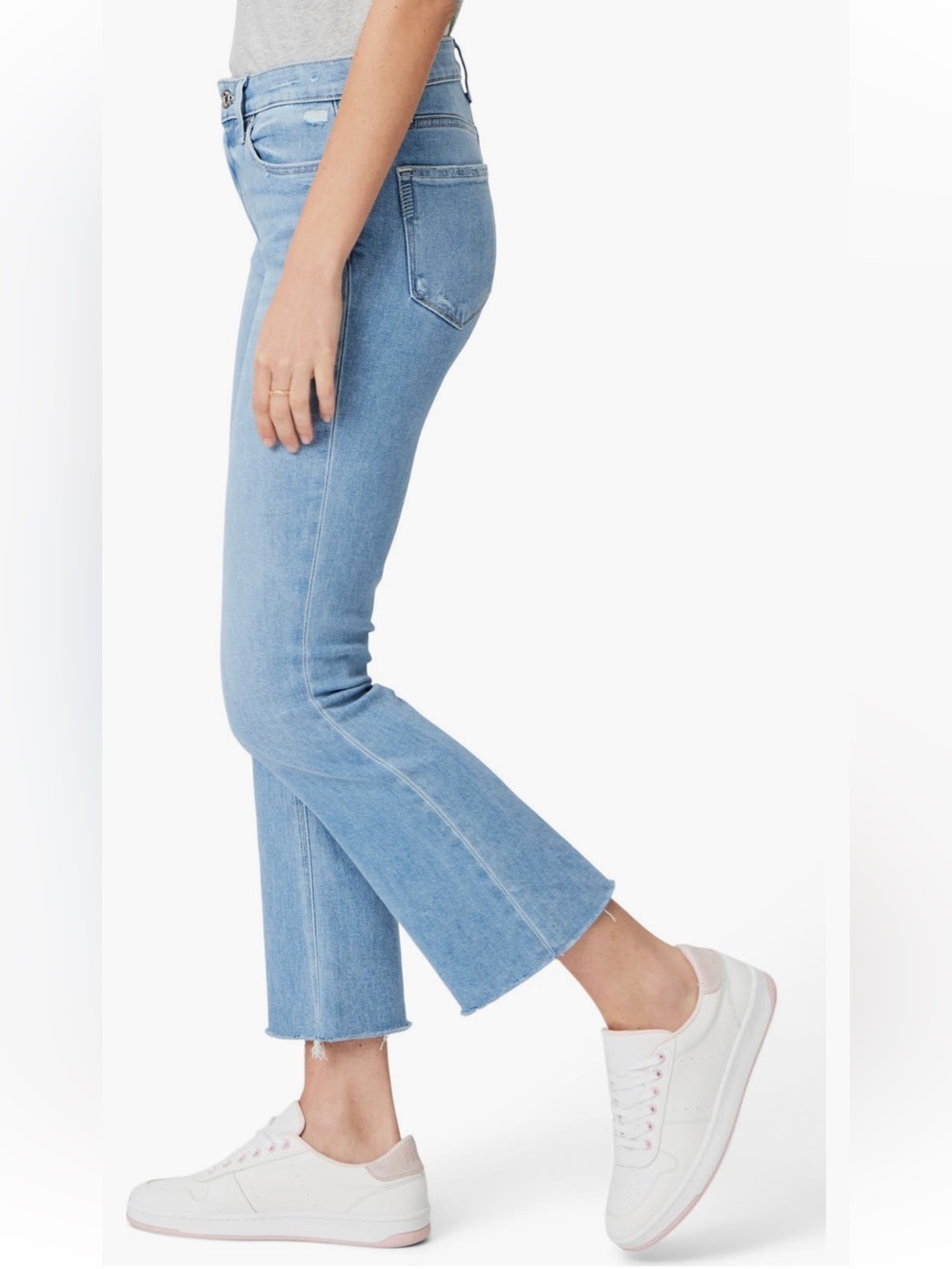 PAIGE Colette High Rise Crop Flare Raw Hem Jeans Light Wash Size 30 - Picture 2 of 16